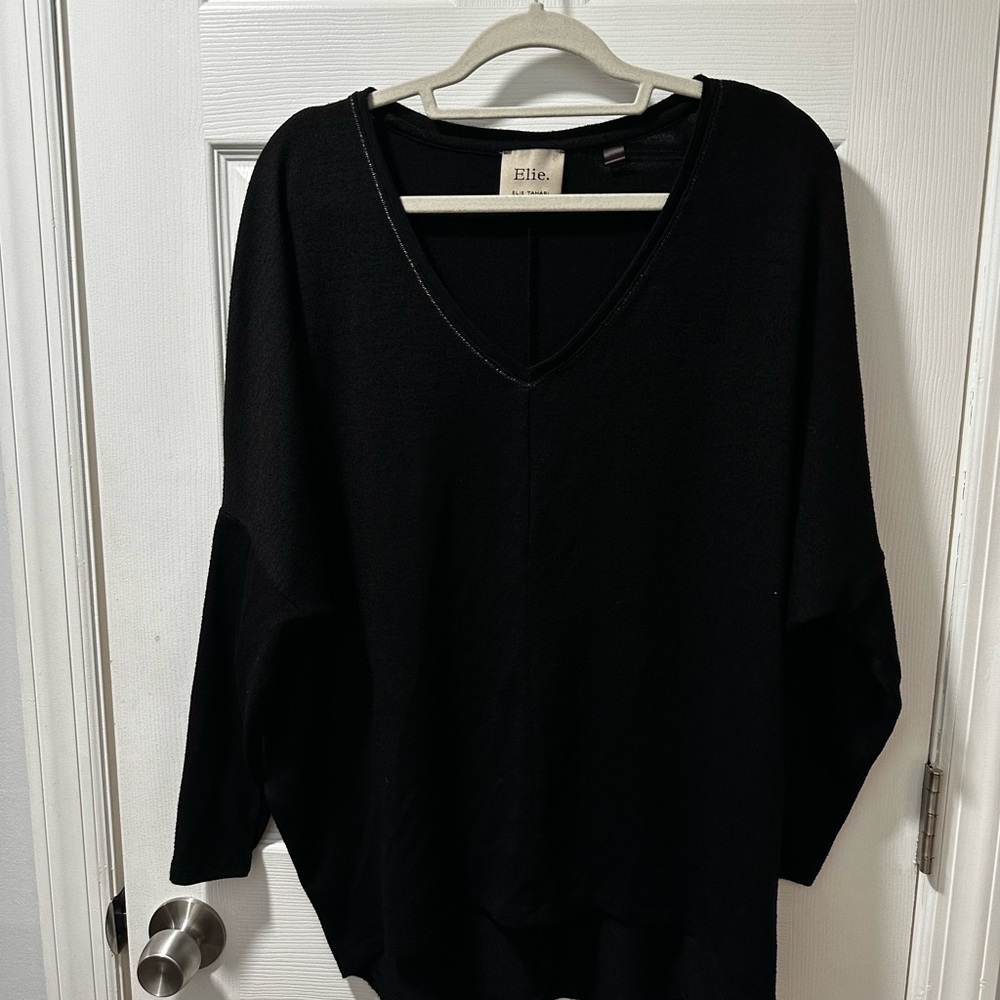 Elle Black V-Neck Sweater